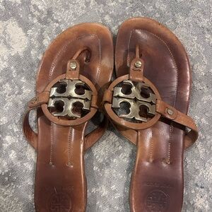 Tory Burch Tan Leather Thong Sandals
